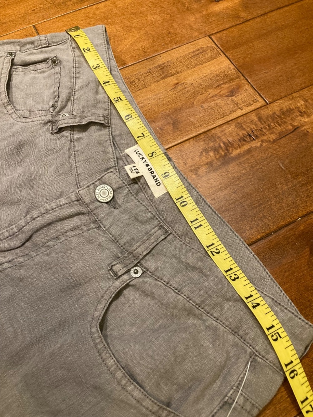 100% linen Lucky Brand gray wide leg pants - Picture 5 of 8
